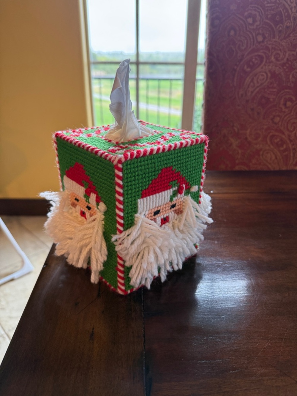 Santa Christmas Candy-cane Tissue Box Cover 🎄